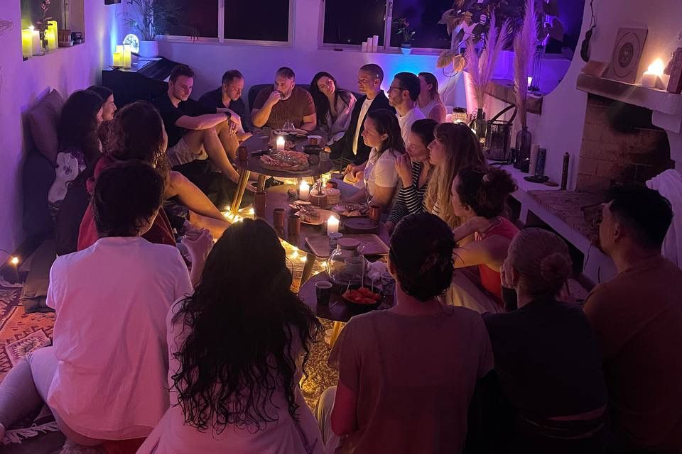 A small group of guests gathered after the ritual